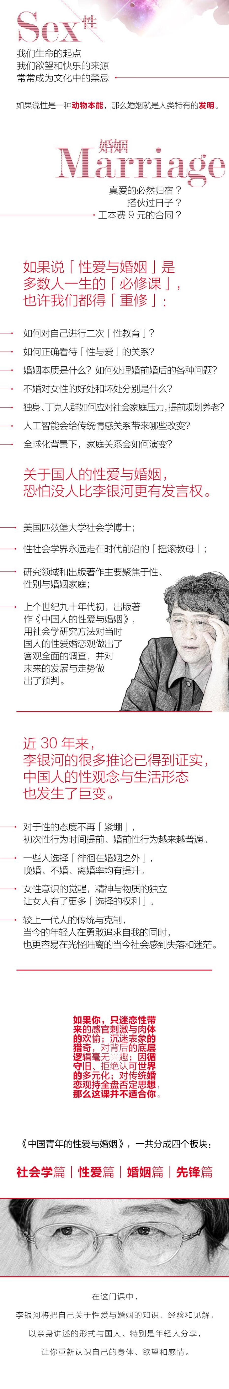 李银河:中国青年的X爱与婚姻音频课程53讲