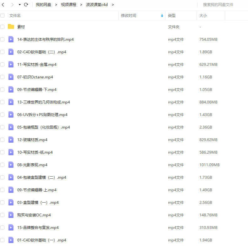 波波课堂品牌包装C4D2021年1月结课