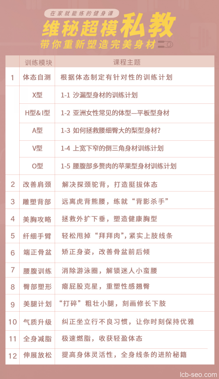 在家就能练的健身课 | 维秘超模私教,带你重新塑造完美身材