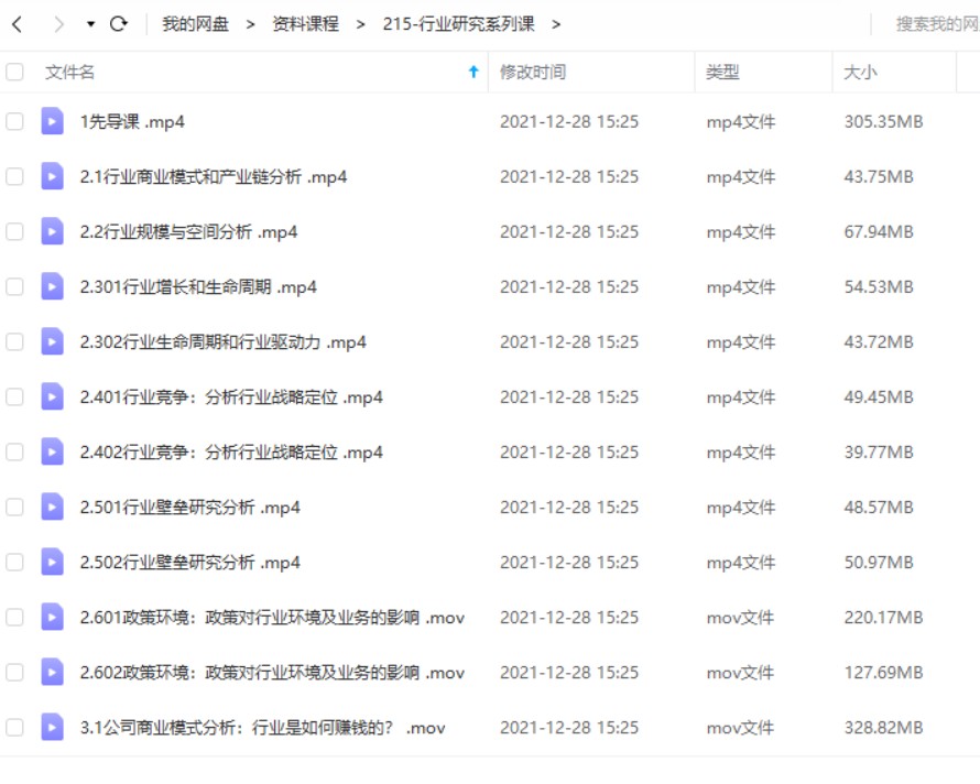 行业研究系列课