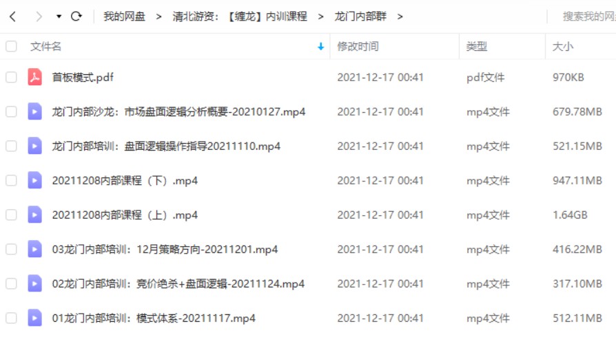 清北游资：龙门实战特训营缠龙内训课程视频