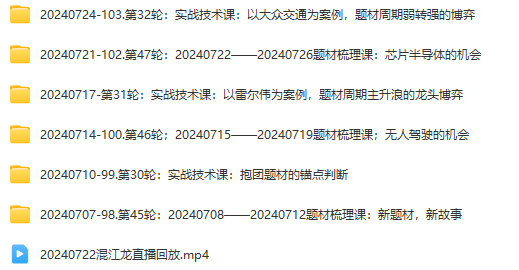 游资混江龙2024年7月第二期龙哥训练营课程
