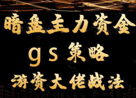 平民翻身暗盘主力资金 gs策略方法 游资大佬战法教学视频课程