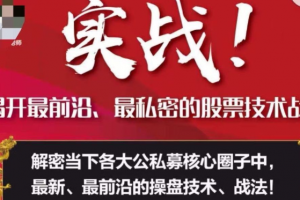 揭开最前沿、最私密的股票技术战法课程-周志伟实战