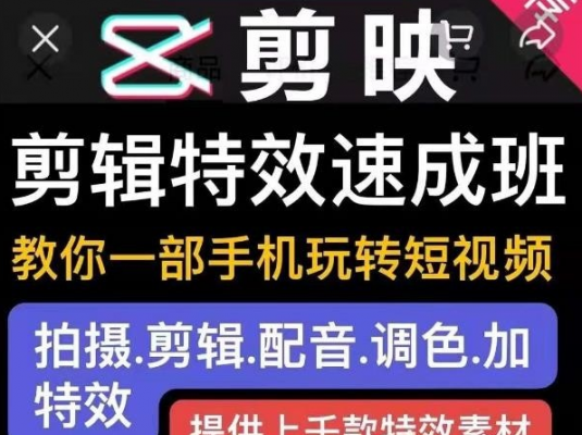剪映剪辑特效速成班:教你一部手机玩转短视频,提供上千款特效素材