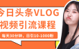 今日头条VLOG视频引流课程：每天30分钟，日引10-1000粉